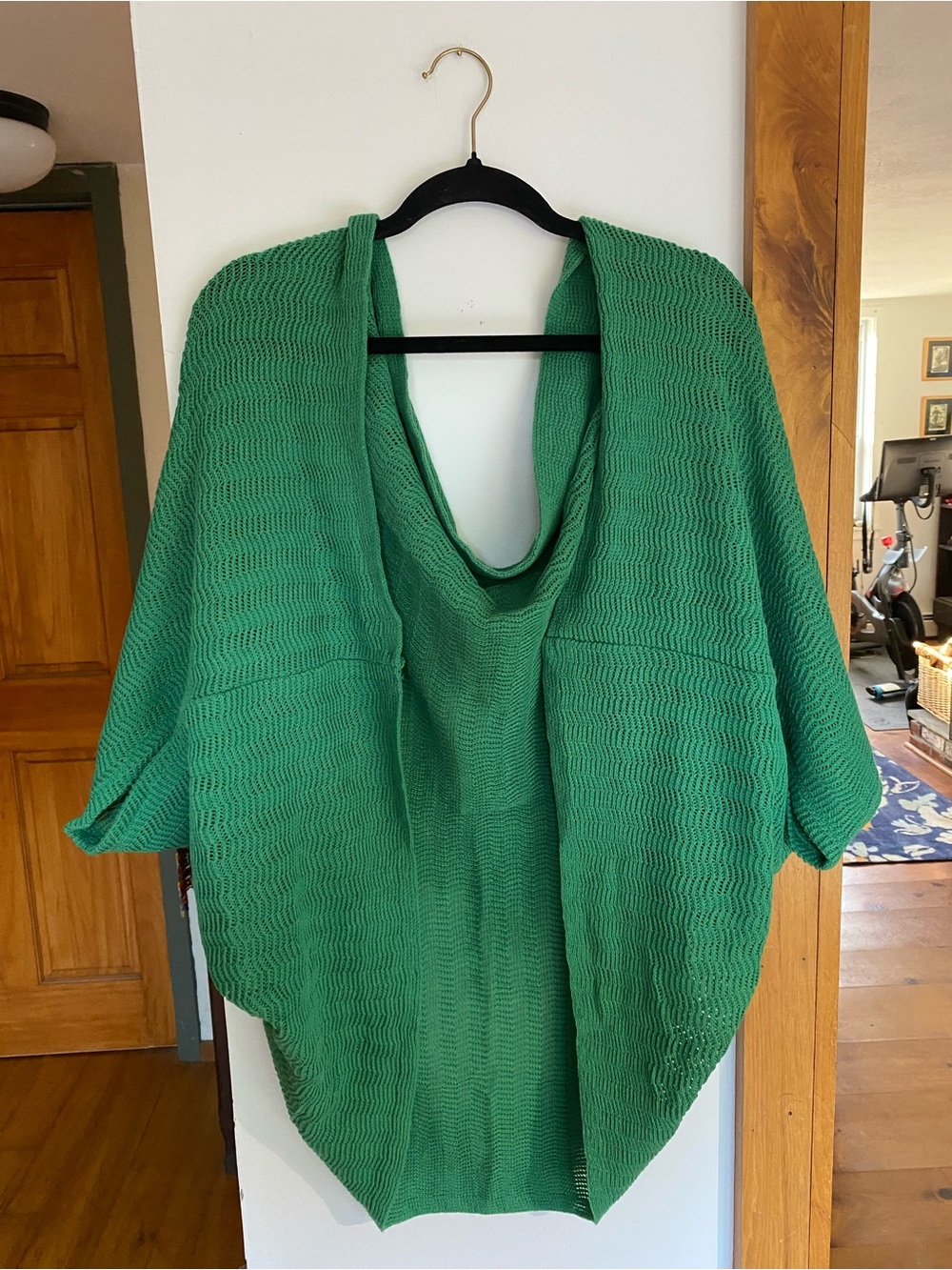 Green Women’s Knit Sweater - Relaxed Draped Shrug